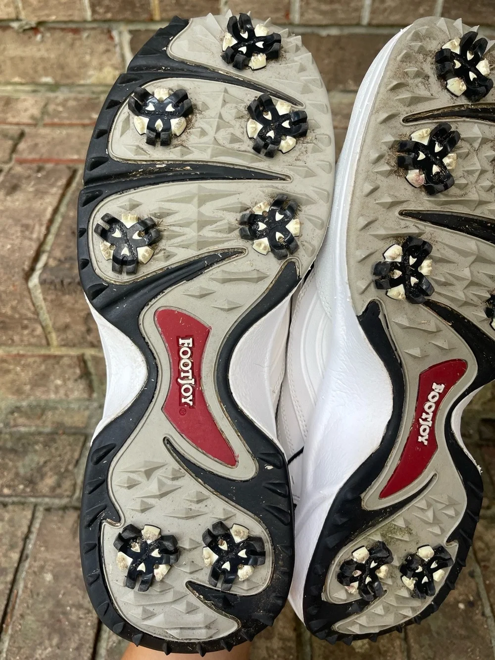 FootJoy Men’s Golf Shoes Size 10 White Black Spiked Leather 45428